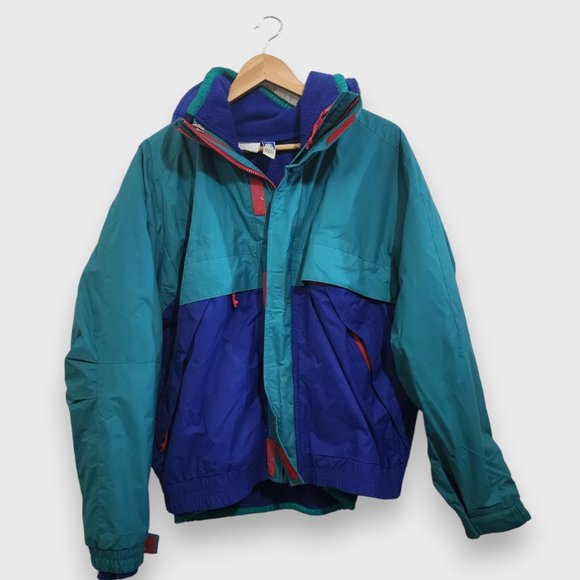 Vintage Jackets & Blazers - Vintage Sierra Designs 80's/90's Color Block Puffer Coat Fleece Interior Medium